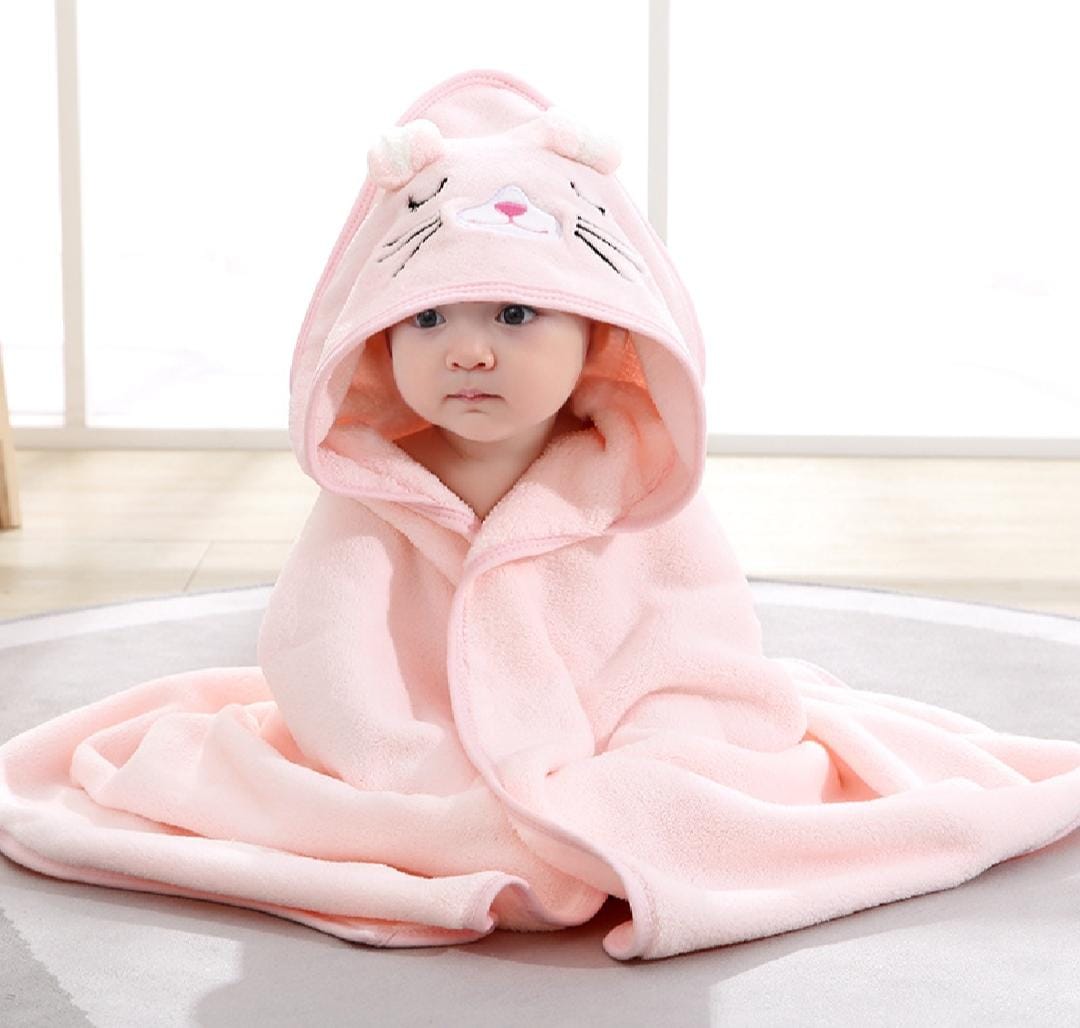 🐻 Baby Hooded Towel with Adorable Animal Design – 100% Pure & Soft Cotton 🐰